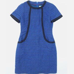 Boden Women's Blue Classic Geometric Shift Dress 6US Round Neck Zip